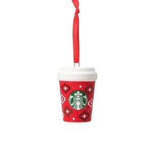 Starbucks Red Ornament with White Lid